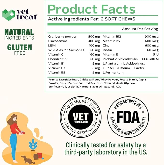 Dog Multivitamin Chewable with Glucosamine & Salmon Oil – Made USA – Puppy & Senior Supplement – 120 Chews– Daily Wellness Support for Joints, Immune System, Skin & Coat, Heart & Digestion