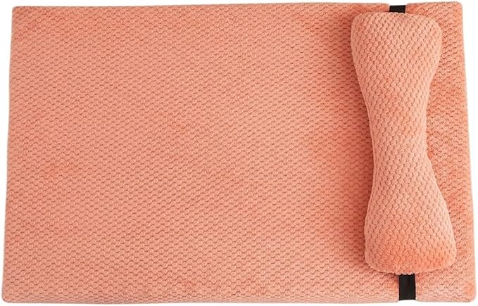 Calming Dog Bed with Pillow, Fluffy Plush Mat with Removable Cover - 4 Sizes for Large Medium Small Dogs & Cats, Machine Washable(Pink,Large)