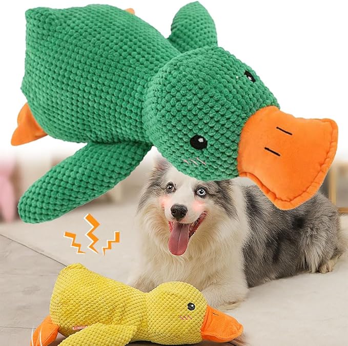 Calming Duck Dog Toy,Emotional Support Duck for Dogs (Green 9 * 8in)