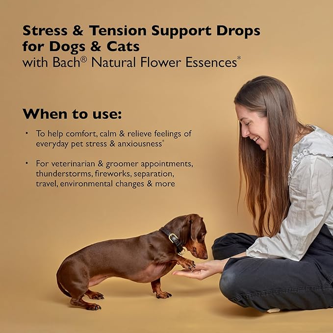 Rescue Remedy Pet Dropper - 20mL - Stress & Tension Support for Dogs & Cats with Bach Natural Flower Essences - Sedative-Free, Homeopathic Liquid Formula - For All Breeds, Ages & Weights