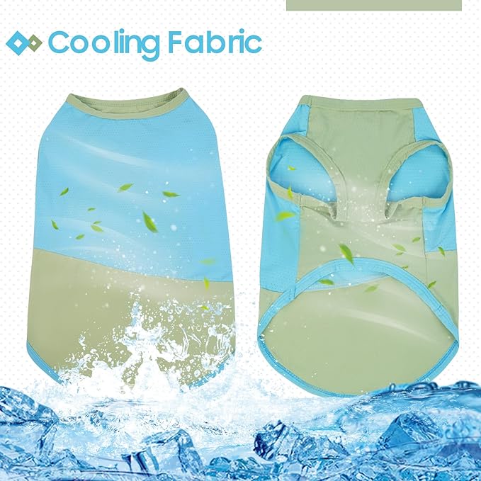 BRKURLEG Dog Cooling Vest, UPF 50+ Sun Protection Dog Cooling Shirts, Breathable Quick Dry Vest for Small to Large Dogs & Cats, Lightweight Summer Pet Clothing for Hiking, Beach, Bluegreen, M