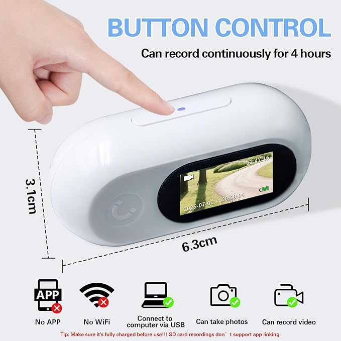 HD 1080P Cat Camera Collar with Video Record Wireless Mini Sport cam,Small Action Cameras,Body Camera for Pet Supplies/Stuff,Outdoor/Inoor Birthday Gift No WiFi
