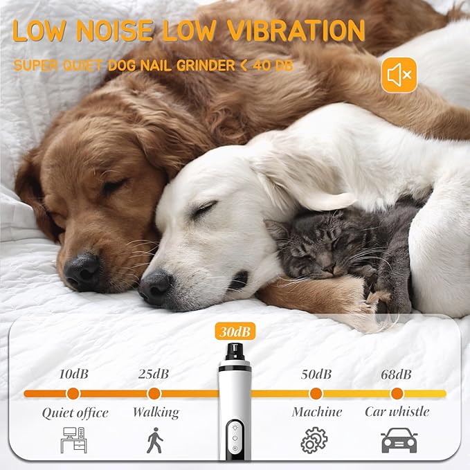 Silent Groom Pro, 2026 Upgrade Silent Pet Nail Grinder, Dog Silent Nail Grinder for Dogs Silent Dog Nail Trimmer, Rechargeable USB Charging Electric Pet Nail Grinder Nail File for Pet