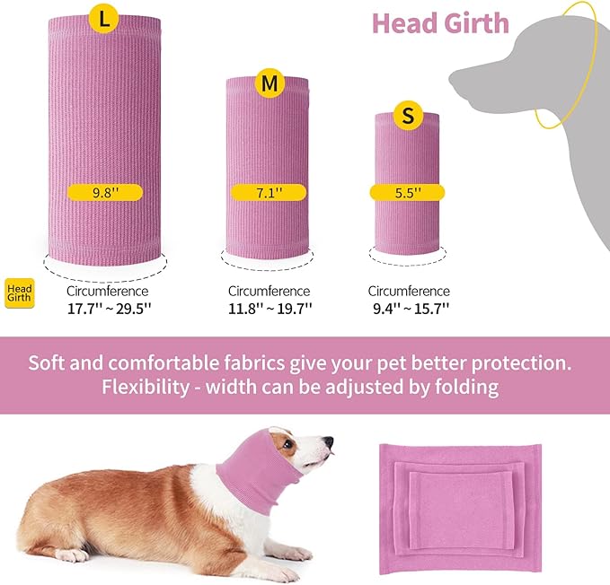 Nanaki Calming Ear Wrap - Quiet Dog Headband Snood Ear Muffs for Anxiety Relief and Noise Reduction