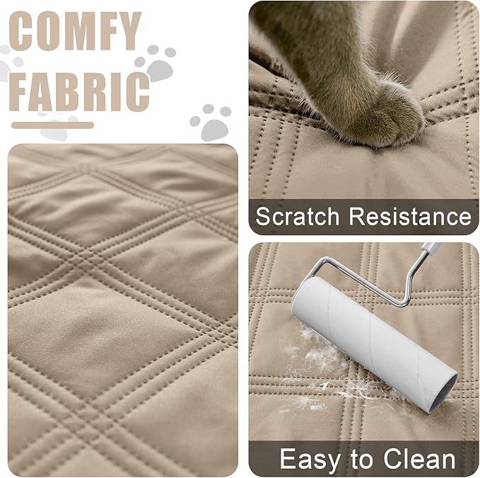 Smiry Waterproof Dog Bed Cover Blanket 68x82, Soft Reversible Pet Blanket, Washable Leakproof Cats Dogs Couch Cover for Sofa, Couch, Furniture, Lattice, Taupe/Beige