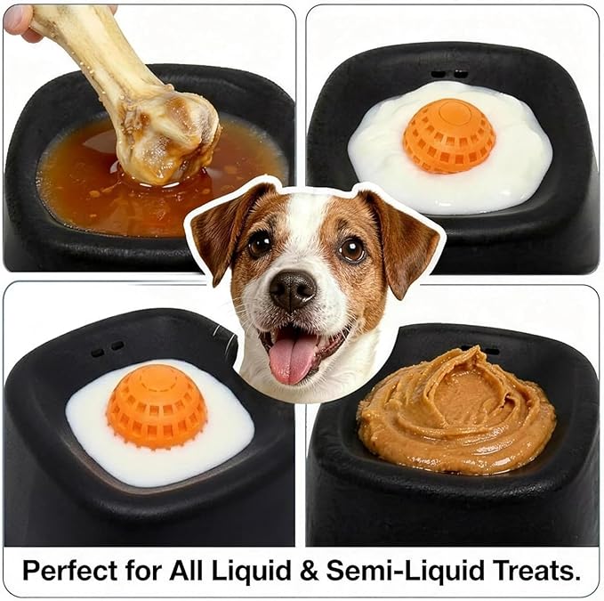 Slow Feeder Dog Bowls, Spill-Resistant Lick Mat with Rolling, Lick Sphere Puzzle Feeder for Liquid Treats, Non-Spill Puppy Lick Bowl, Interactive Slow Eating Toy for Anxiety Relief Boredom