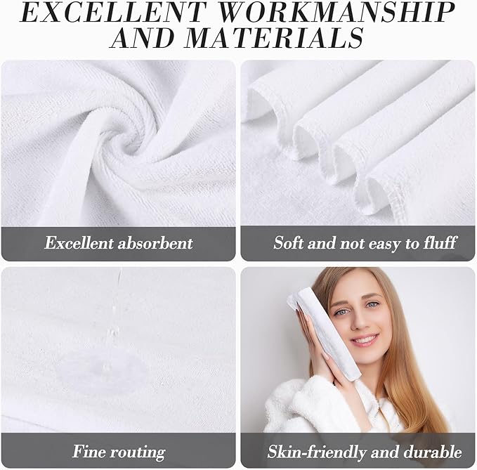 Shimeyao 40 Pack Bleach Proof Towels Microfiber Absorbent Resistant Hair Hand Towels Bulk Quick Dry for Barber Gym Bath Spa Shaving (White,Cute)