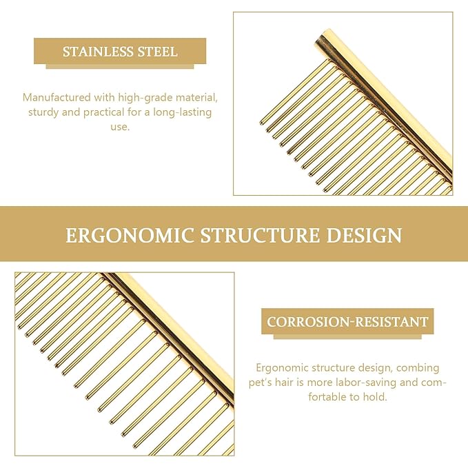Happyyami 3Pcs Pet Dematting Comb Set for Dogs and Cats, Lightweight Aluminum and Stainless Steel Grooming Combs for Knot Removal, Detangling, and Shedding Control, Portable Small Size for