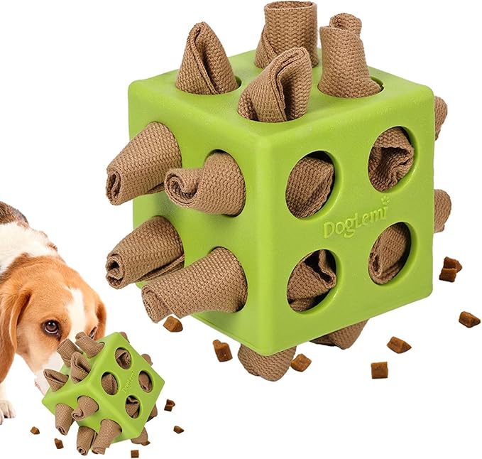 Dog Enrichment Puzzle Toy Snuffle Cube Toy,Interactive Dog Puzzle Toys Encourage Stimulation Food Foraging Skill, Resistant Rope to Hide Treat for Aggressive Puppy,Small,Medium,Large Dogs