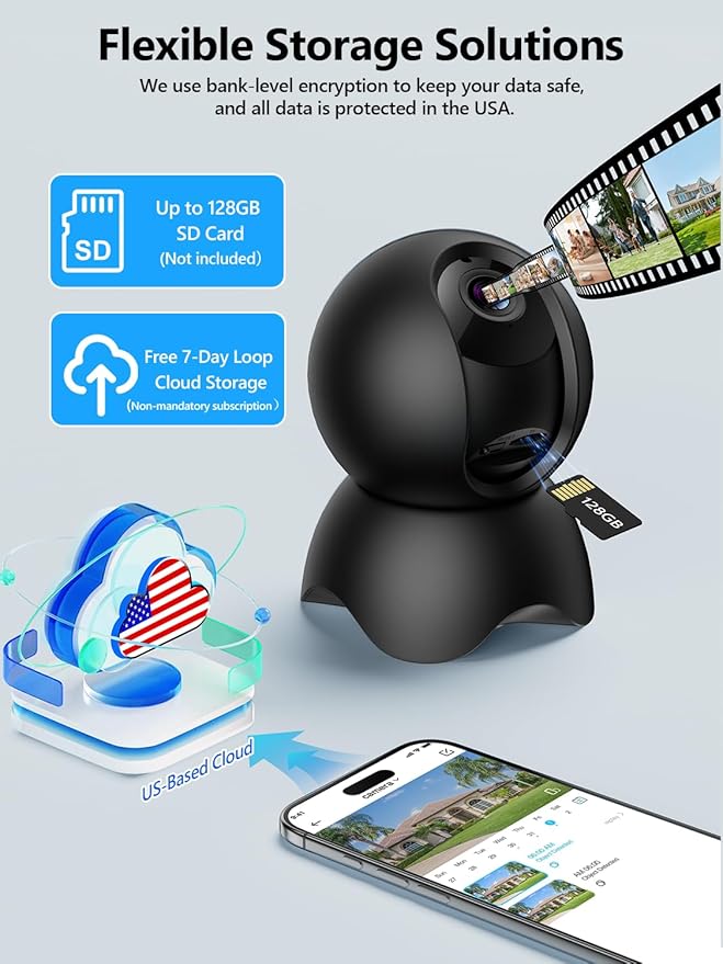 2K Indoor Security Camera, 2.4GHz & 5GHz WiFi Pet Camera Indoor with Phone App, 360° Pan-Tilt Cameras for Home Security, 2-Way Audio, Cloud/SD Card Storage, Motion Detection, 2 Pack