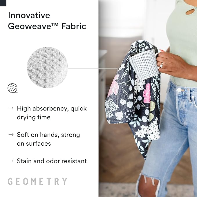GEOMETRY Kitchen Tea Towels - Quick Dry Microfiber Dish Towels for Kitchen Every Bloom, 18" x 30" 2 Pack