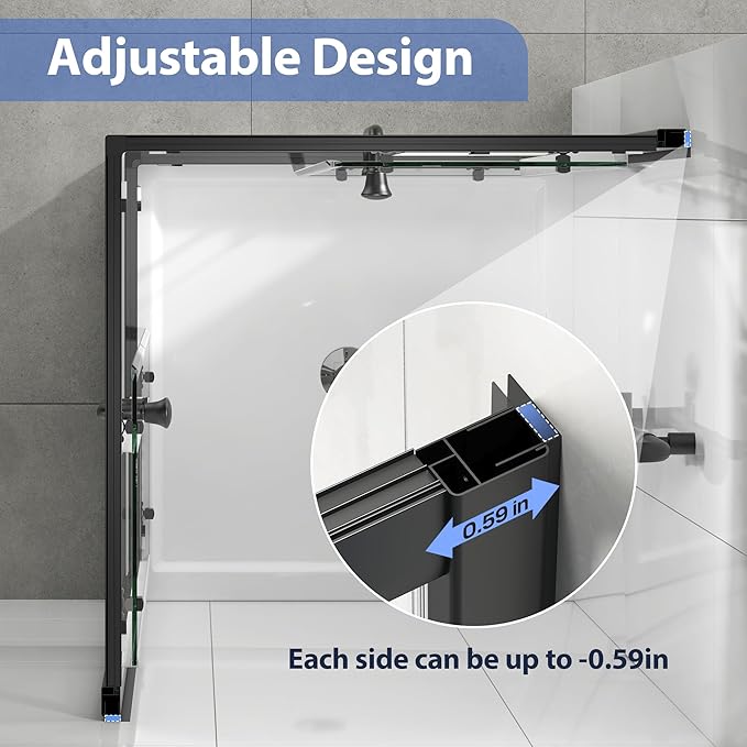 Corner Shower Enclosure 36" W x 36" W x 72" H in Matte Black, Double Sliding Corner Shower Door with Nano Explosion-Proof Film, 1/4" (6mm) Tempered Glass (Shower Base Not Included)