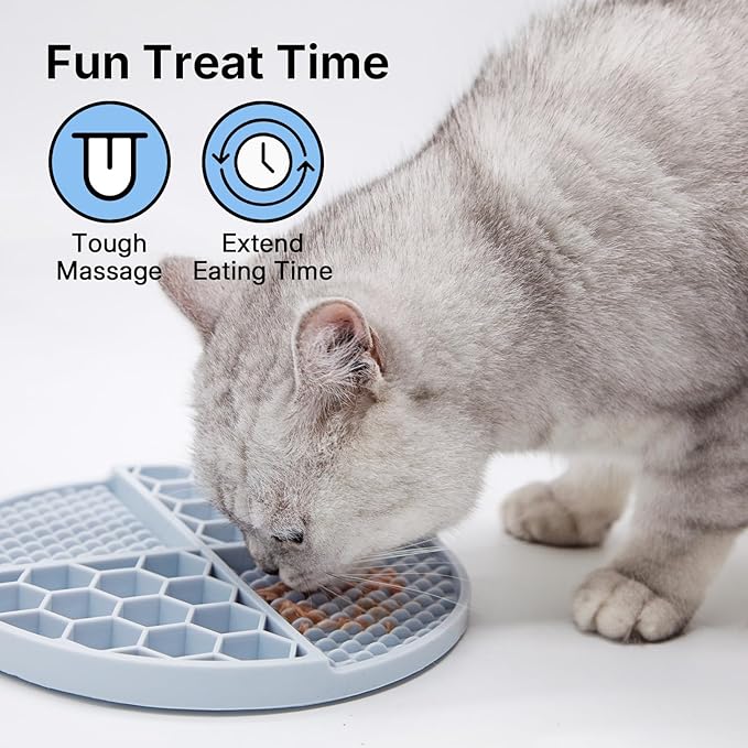 Pet Licking Mat Set with Suction Cups & Can Lid for Dogs and Cats, Food-Grade Silicone Slow Feeding Puzzle Toy, Non-Slip Dog Treat Mat for Anxiety & Boredom Relief (Sky Blue)