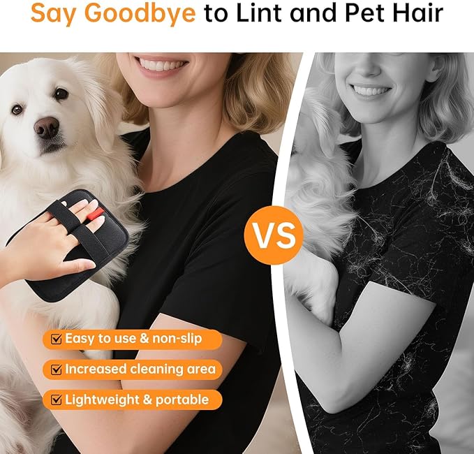 Pet Grooming Gloves for Shedding, 1-Pack Reusable Cat & Dog Hair Remover for Couch, Car Seat - Electrostatic Pet Hair Removal Tool for Furniture and Clothing