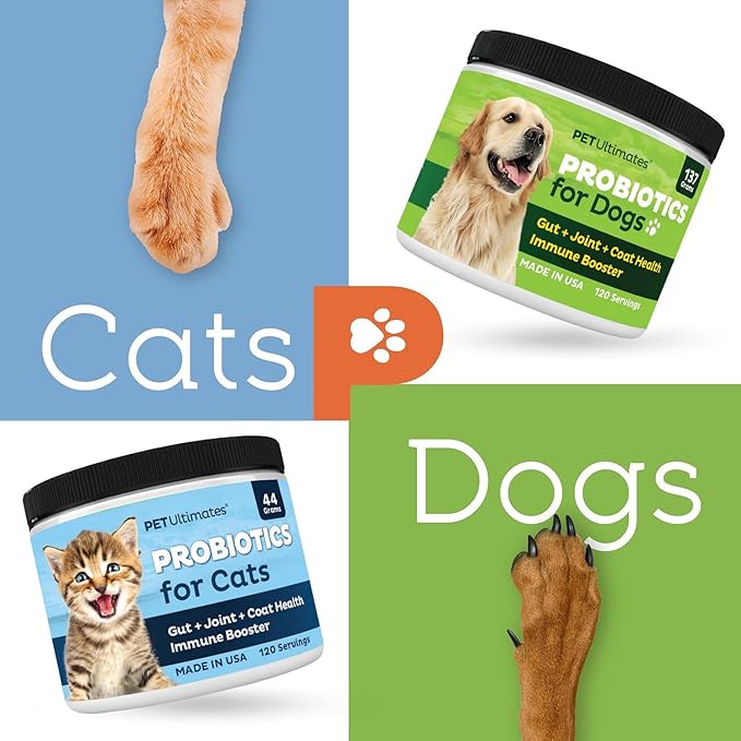 Pet Ultimates Probiotics for Dogs – 22-Species Dog Probiotics for Digestive Support & Antibiotics Recovery – Skin and Coat Supplement, Enhances Vitality – Dog Health Supplies (1 Pack)