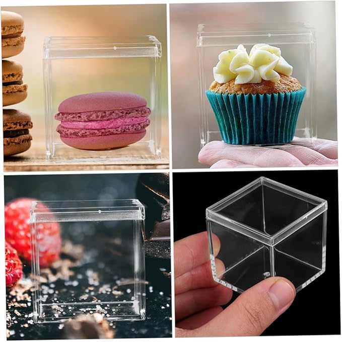 12pcs Acrylic Square Candy Box Set 4.5cm Lidded Storage Containers for Party Favors Chocolate and Desserts Stackable Organizer for Home and Events