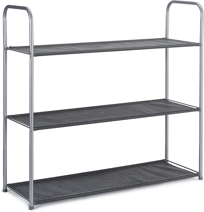 Amazon Basics Closet Storage Organizer with Fabric Bins, Drawers and 3 Shelves, Grey, 32.7" x 12.2" x 31"