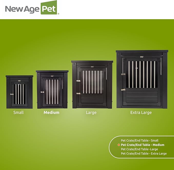 New Age Pet ECOFLEX InnPlace Dog Crate & End Table, Indoor Furniture Style Pet Kennel for Small, Medium, Large & XL Dogs, Durable Composite, Espresso Black, Medium