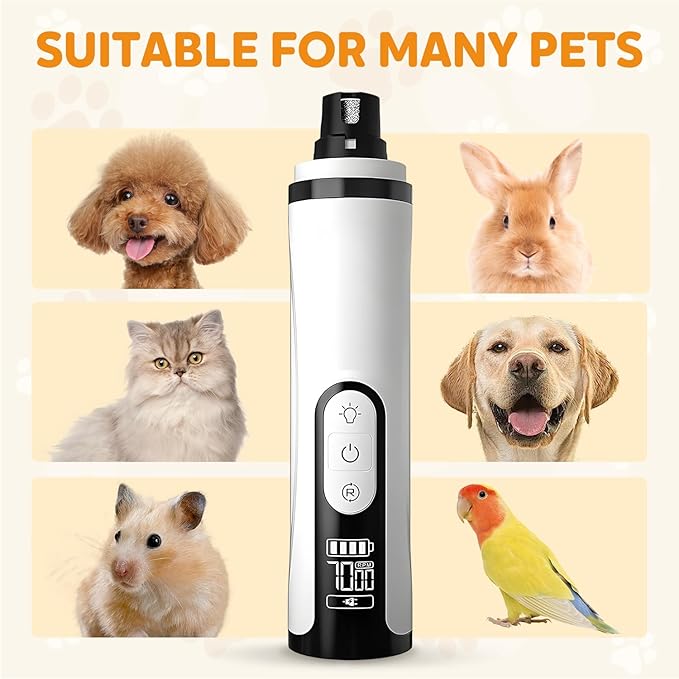 2026 New Silent Pet Nail Grinder, Rechargeable Dog Nail Grinder, Portable Electric Pet Nail Trimmer for Cats, Dogs and Other Animals