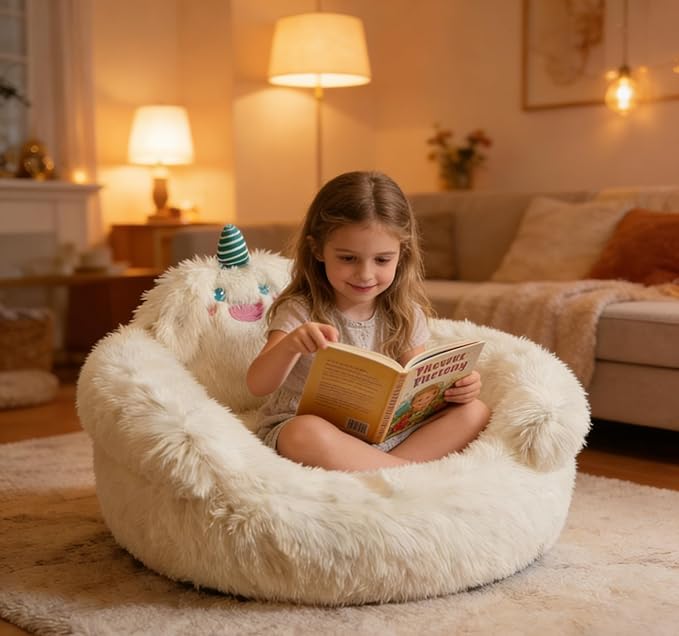 Kaiyue Plush 2-in-1 Dog Beds& Kids Sofa- Warm Little Nest with Cute Monster Design, Soft Fluffy Lounge for Children (Ages 3-8) and Small/Medium Cats/Dogs,Plush Anti-Anxiety Dog & Cat Nest for 30LB