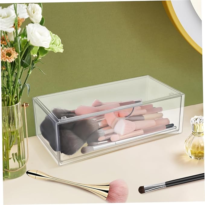 Mikinona 3pcs Makeup Case Organizer Storage Box Dividers Brush Cotton Swab Holder Desk Vanity Nail Polish Lipstick Skincare Acrylic