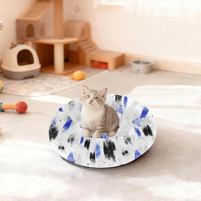 Black Blue Brush Pet Dog Beds Anxiety Relief fluffier Calming Bed for Small Size Pets Supplies