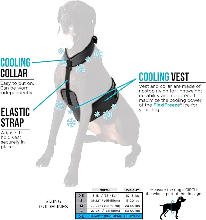CoolerDog Dog Cooling Vest and Cooling Collar - Ice Vest for Dogs (XL)