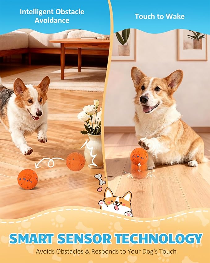 Interactive Dog Ball & Interactive Dog Toys for Medium/Large Dogs: Self-Moving, Auto-Vibrating & Bouncing Smart Ball - 3.1“ Chew-Resistant E-TPU, IPX7 Waterproof & Low-Noise (Include Gift Bag)