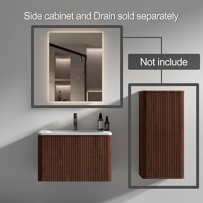 Bathroom Vanity with Sink,Large Storage Wall Mounted Floating Bathroom Vanity with Overflow for Modern Bathroom, One-Piece Sink Basin Minimalist Bathroom Sink Cabinet