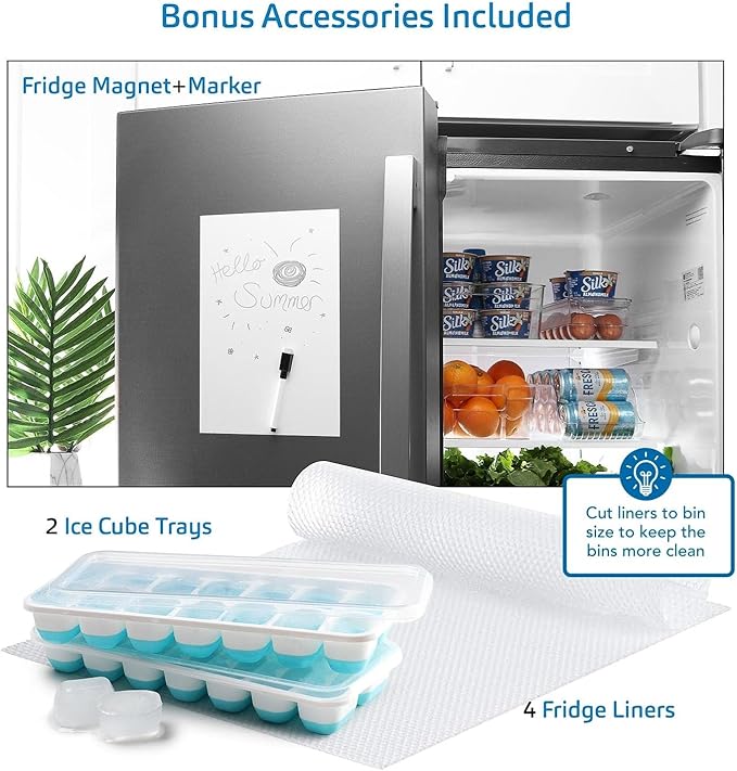 STORAGEBUD Fridge Organizer - 14 Piece Refrigerator Organizer Bins - Stackable Freezer Organizer - Clear Refrigerator Organizer - Acrylic Fridge Bins, (VDS-SB-BIN-14SET)