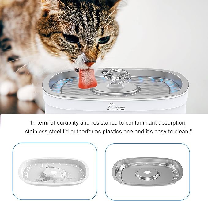 Wonder Creature Cat Water Fountain with 4 Carbon Filters and 2 Sponge Foam Filters