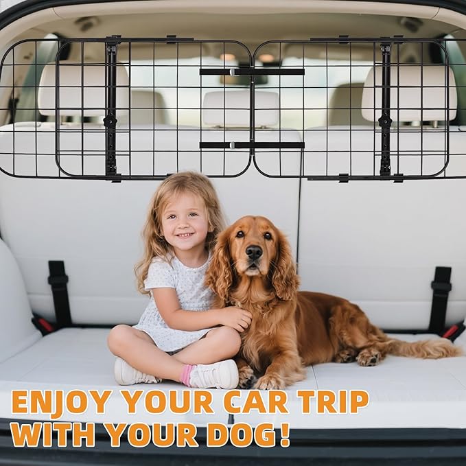 KOOLTAIL Dog Barrier for SUV, Heavy-Duty Adjustable 35.4”-57” Dog Car Barrier for Cargo Area, Foldable Stable Wire Mesh Pet Gate, Universal Fit for SUV, Van, Hatchback, Truck, 3-Panel