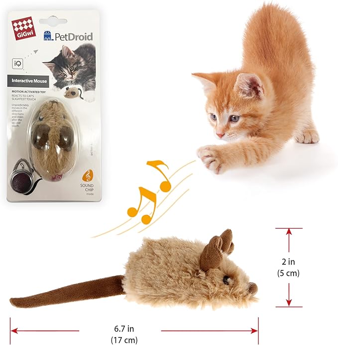 Gigwi Automatic Moving Mouse and Flapping Bird Cat Toy Big Size, 2 Pack