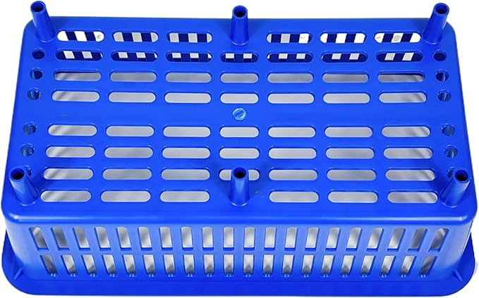 YDB Storage Plastic Drain Basket with Feet for Sorting Live Fresh Shellfish Oyster Abalone Scallop Geoduck Clams Mussels or Garden Harvest 4PCS(Blue)