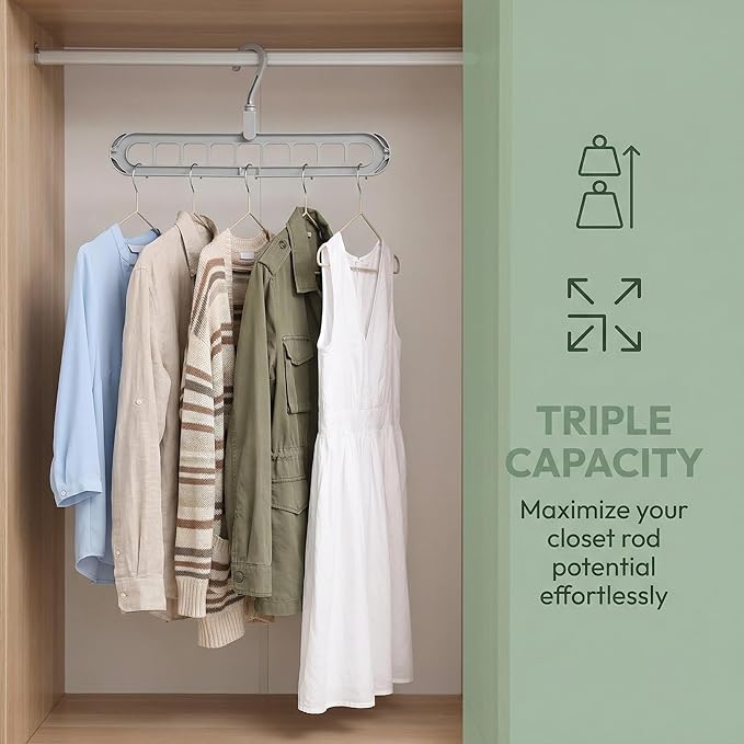 Space Saving Hanger with 360° Rotation - 5-Tier Vertical Closet Organizer, Multi-Layer Hanging Rack for Shirts, Pants, Bags | Durable PP Plastic for Cabinet & Closet Door