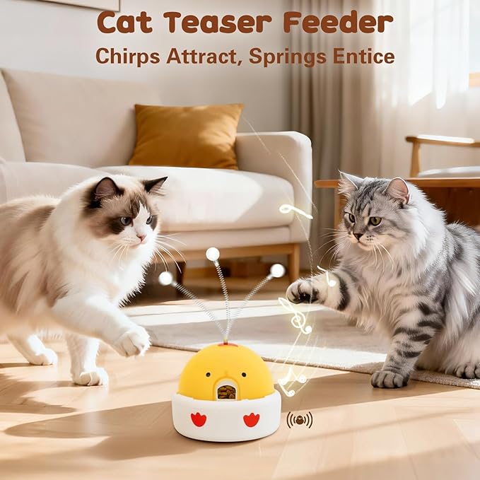 Animal-Activated Pet Feeders,Interactive Cat Dog Spring Treats Teaser Dispenser Toy,Puzzle Releasing Pet Toy Food Feeder Ball, Electric Cat Toy for Indoor Bored Cats Gentle Dog Excited