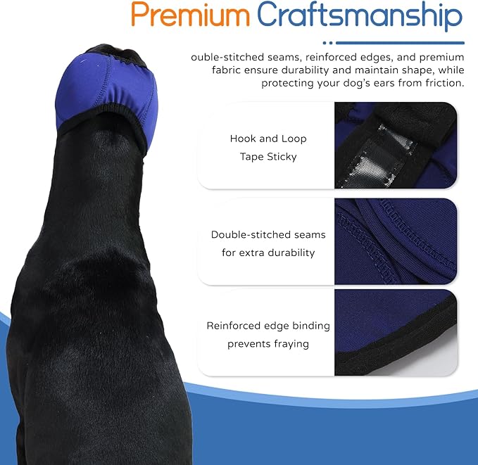 Dog Ear Muffs & Swim Cap and No Shake Ear Wrap for Bathing, Hematoma, Drying & Noise Anxiety Relief - Elastic Waterproof Ear Protection with Calming Hoodie for Grooming