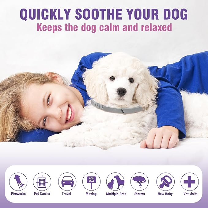 Calming Collar for Dogs 4 Packs Lasts 60 Days Dog Pheromone Anti Anxiety Calm Collars to Relieve Stress and Bad Behavior Like Separation Adjustable 25 Inches for All Small Medium and Large Dogs