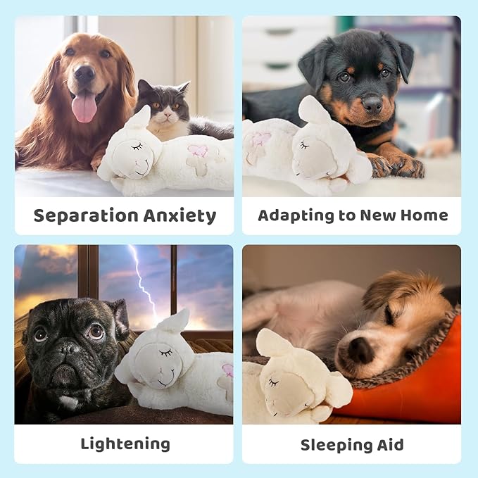 ALL FOR PAWS Puppy Heartbeat Stuffed Animal Toy, Dog Anxiety Toys Soothing Dog Crate Snuggle Sleep Aid Plush Comfort Toys