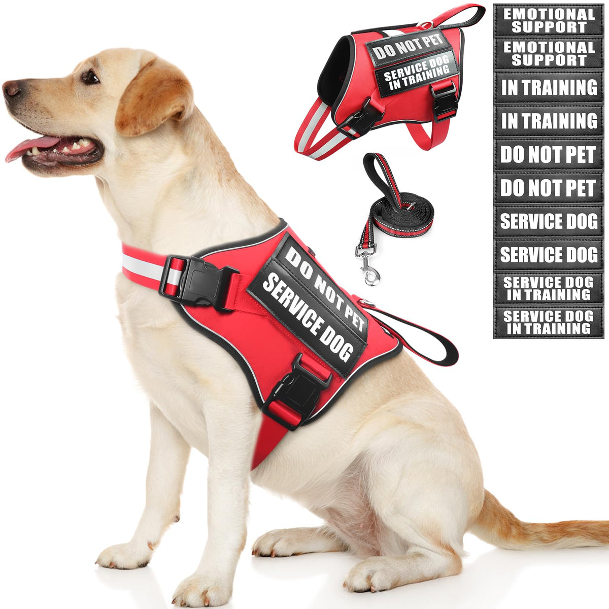 Service Dog Vest Harness and Leash Set+10 Patches,Easy - Image 1