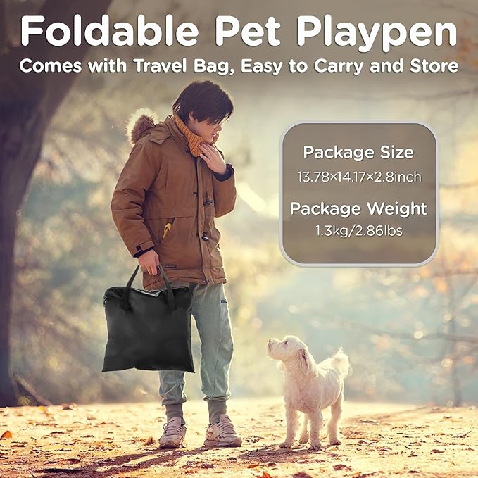 Foldable Pet Kitten Playpen, Upgrade Waterproof Portable Dog Cat Playpen Kennel Tent for Small Cat Dog, Retractable Shade Cover with Carrying Case, Indoor Outdoor Use for Small Pet.