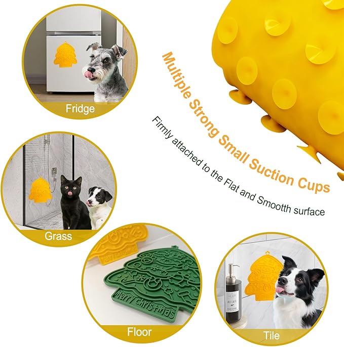 Lick Mat Slow Feeder 2PCS for Cats & Small Medium Dogs with Suction Cups,Freezer Safe,Fun Enrichment Toys for Anxiety Relief Boredom,Pets Bathing Grooming Training(Red+Green)