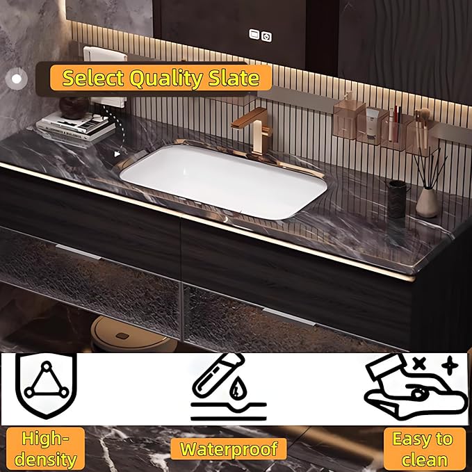 44in Luxury Bathroom Vanities - Bathroom Vanity with Sink, Wall-Mounted Storage with 2 Large Side Cabinets Intelligent Defogging & Led Lights | Multi-Layer Solid Wood