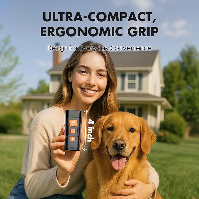 Dog Bark Deterrent Device, 3X Ultrasonic Anti Barking, 6 Training Modes 23 FT Range Barks No More Indoors Outdoors Behavior Correct Safe & Humane Rechargeable Compact Bark Control for Dogs