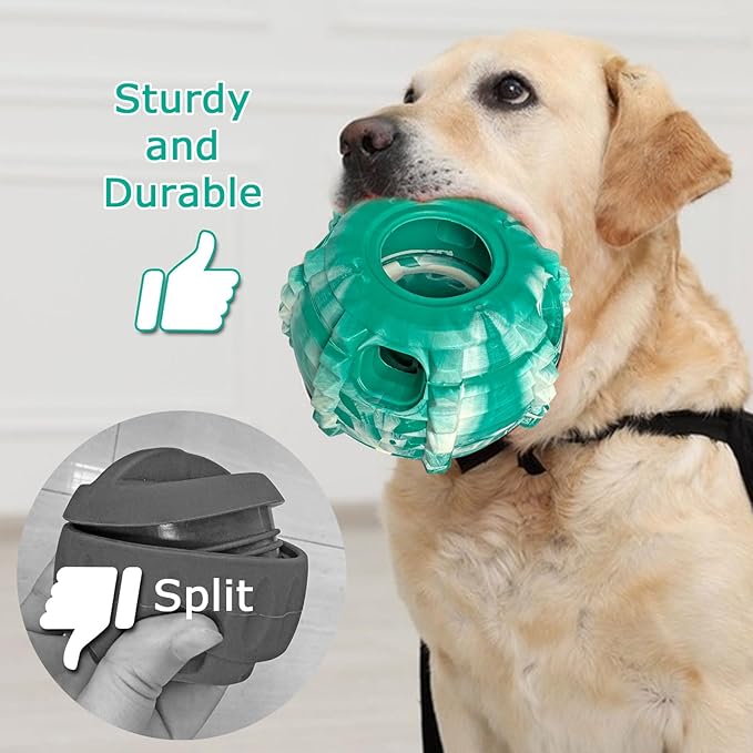 XHX Long-Lasting Interactive Dog Toy to Keep Your Pup Busy and Distracted - Safe for Dogs - Low-Mess Design - Dog Toys for Medium and Large Dogs 25-75 lbs(Medium，Green and White)