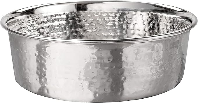 Neater Pet Brands Hammered Decorative Designer Bowls - Luxury Style Premium Dog and Cat Dishes (Large, Stainless)