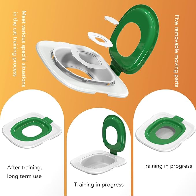 Cat Toilet Training Kit, Reusable Cat Toilet Trainer Urinal Removable Pet Toilet Training System, Professional Cat Urinal Seat Trainer for Home Pet Shop (Green)