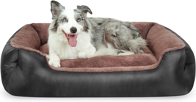 Dog Bed for Large Dogs, XL Dog Bed Soft Calming Pet Bed Washable, Comfortable and Breathable Pet Sofa with Nonskid Bottom, Black