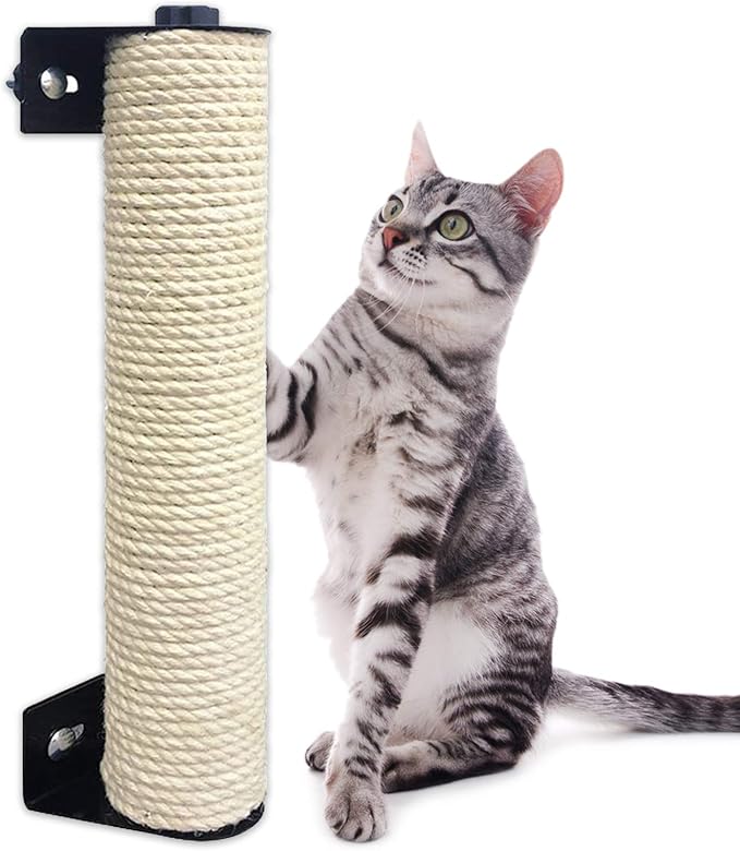 Cat Scratching Post Cage Mounted Cat Scratcher Space-Saving Sisal Scratch Post for Cat Grinding Claws Scratching and Climbing