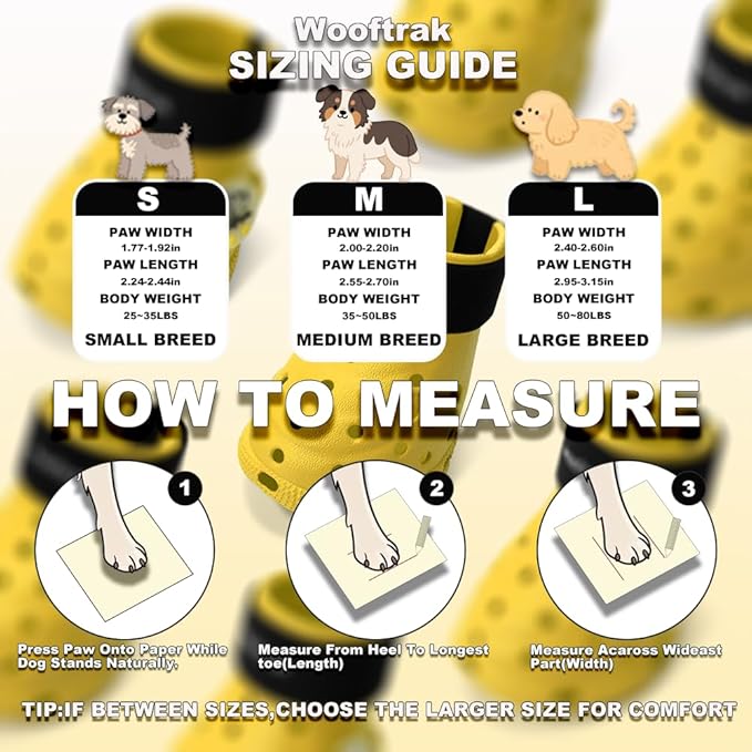 Dog Shoes Breathable Dog Shoe for Hot Pavement, Dog Booties and Paw Protectors, Non-Slip Waterproof Dog Sandals Boots (Yellow+Black, M: (2.6’’x2.3'')(L*W))